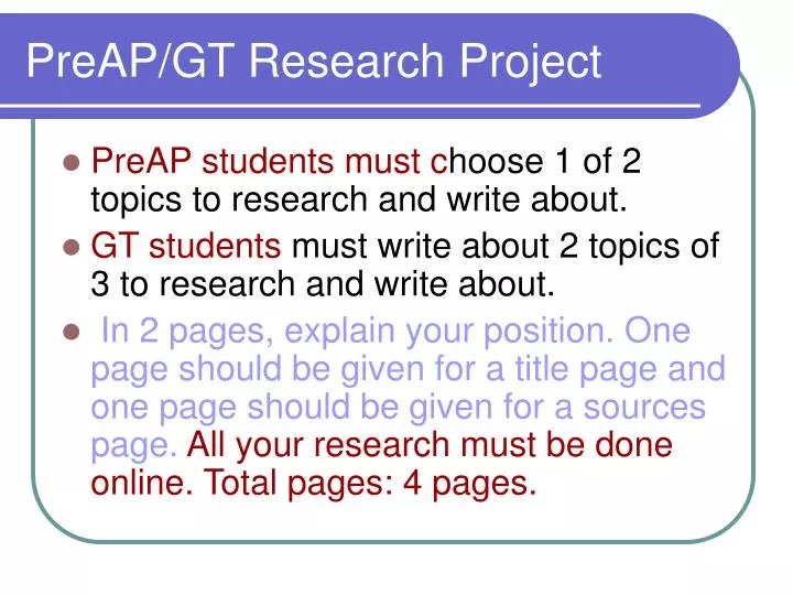 preap gt research project