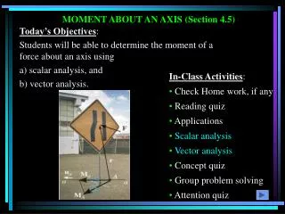MOMENT ABOUT AN AXIS (Section 4.5)