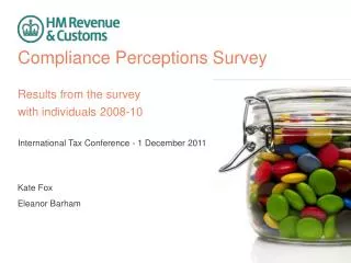 Compliance Perceptions Survey Results from the survey with individuals 2008-10