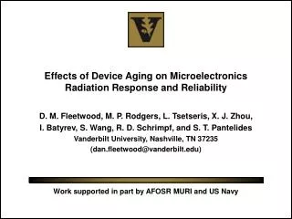 Effects of Device Aging on Microelectronics Radiation Response and Reliability