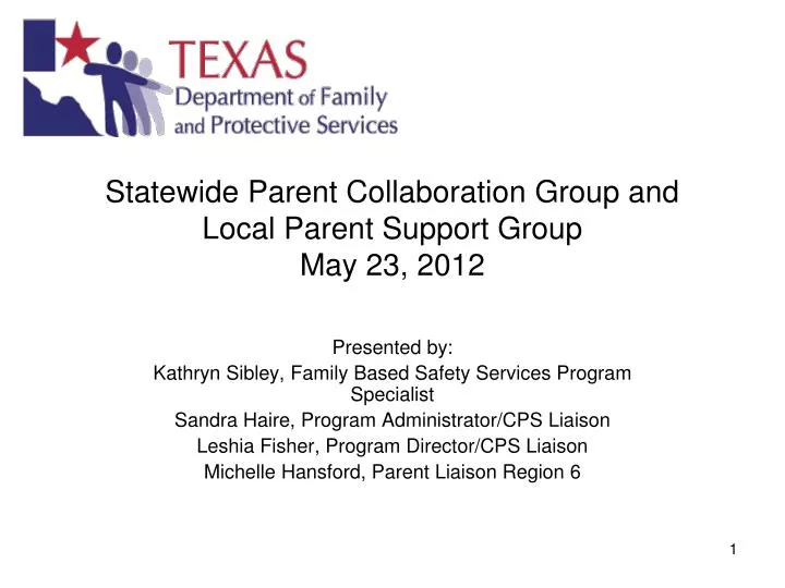 statewide parent collaboration group and local parent support group may 23 2012