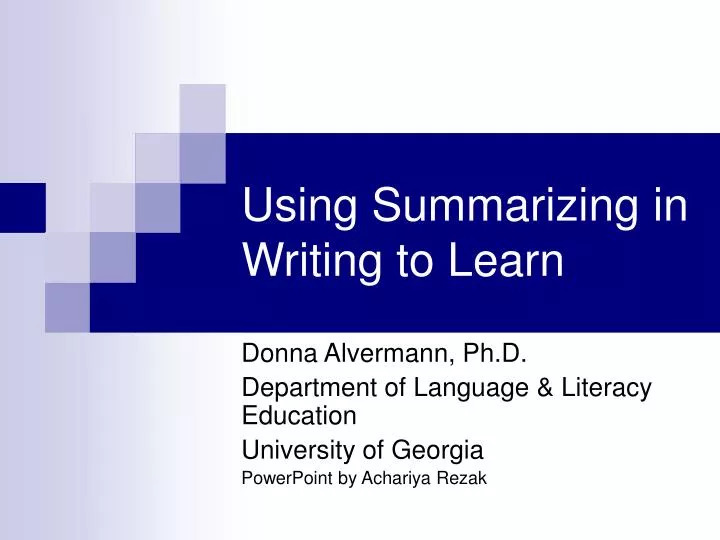 using summarizing in writing to learn