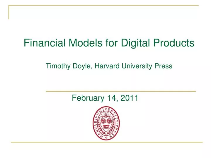 financial models for digital products timothy doyle harvard university press