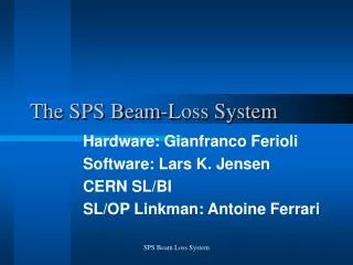 The SPS Beam-Loss System