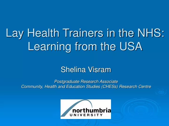 lay health trainers in the nhs learning from the usa