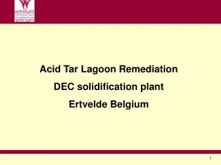 Acid Tar Lagoon Remediation DEC solidification plant Ertvelde Belgium