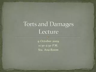Torts and Damages Lecture