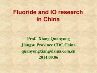 Fluoride and IQ research in China
