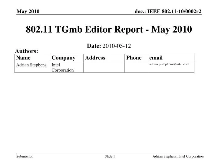 802 11 tgmb editor report may 2010