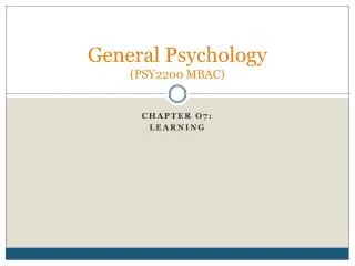 General Psychology (PSY2200 MBAC)