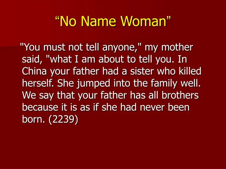 no name woman