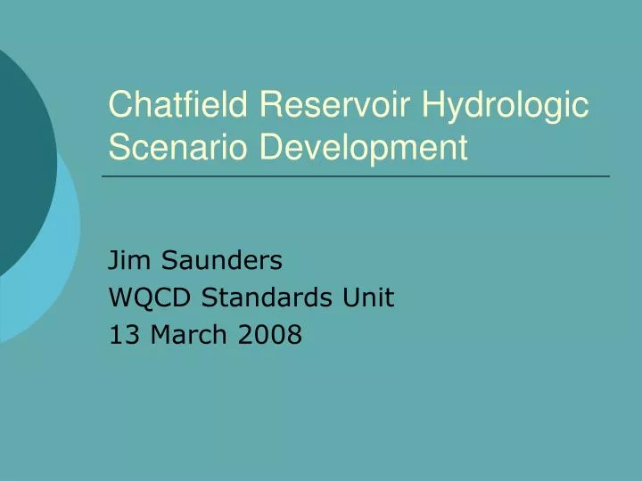 chatfield reservoir hydrologic scenario development