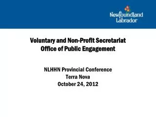 Voluntary and Non-Profit Secretariat Office of Public Engagement