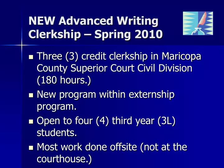 new advanced writing clerkship spring 2010