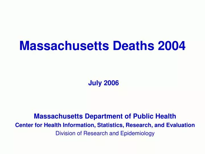 massachusetts deaths 2004