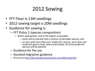2012 Sowing