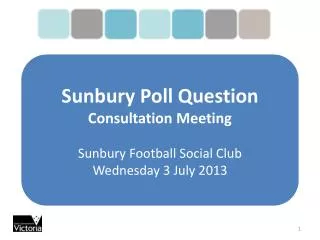 Sunbury Poll Question Consultation Meeting Sunbury Football Social Club Wednesday 3 July 2013