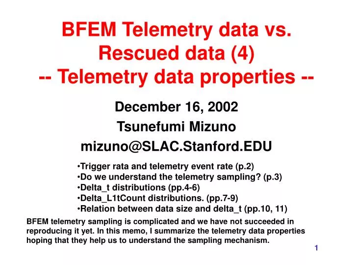 bfem telemetry data vs rescued data 4 telemetry data properties