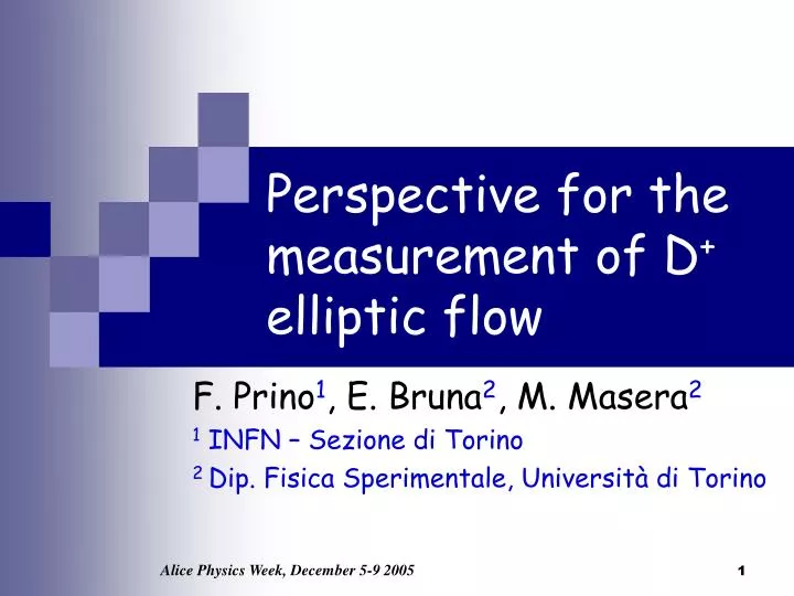 perspective for the measurement of d elliptic flow