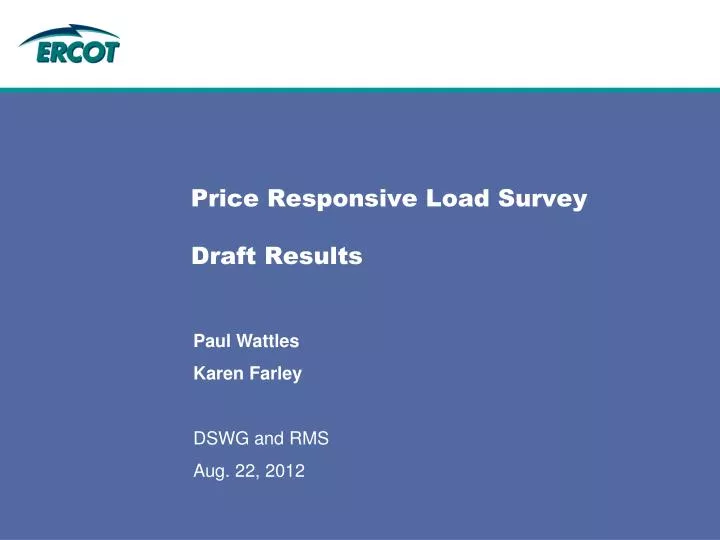 price responsive load survey draft results