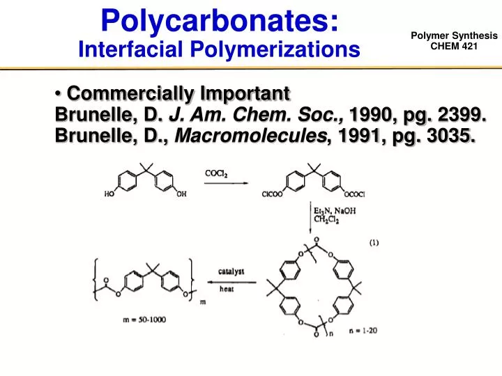 polycarbonates interfacial polymerizations