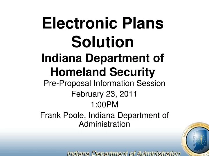 electronic plans solution indiana department of homeland security