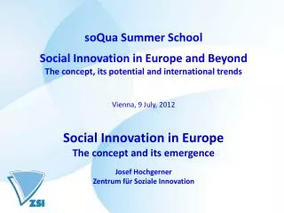 soQua Summer School Social Innovation in Europe and Beyond