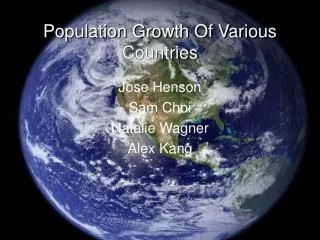 Population Growth Of Various Countries