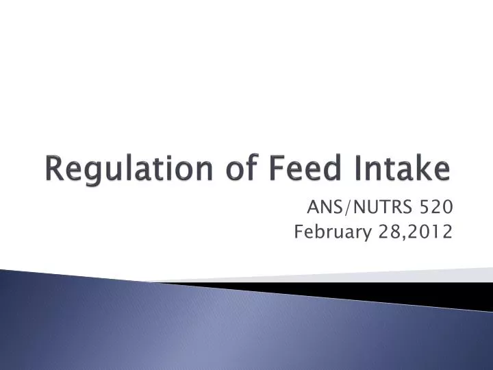 regulation of feed intake