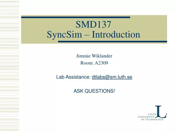 smd137 syncsim introduction