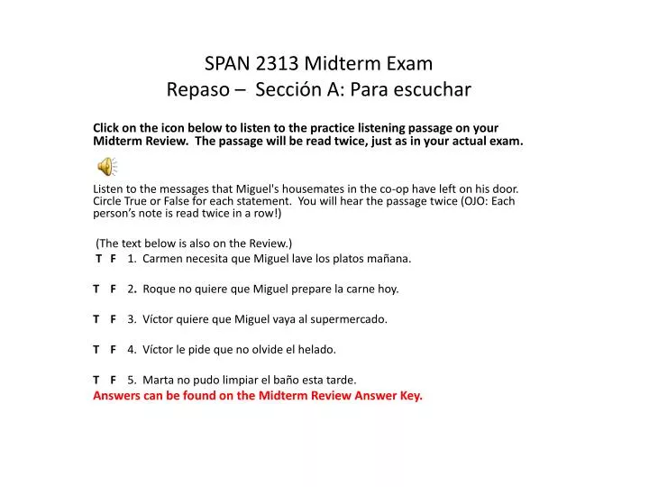 span 2313 midterm exam repaso secci n a para escuchar