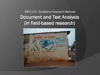 Docume nt and Text Analysis (in field-based research)