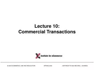 Lecture 10: Commercial Transactions