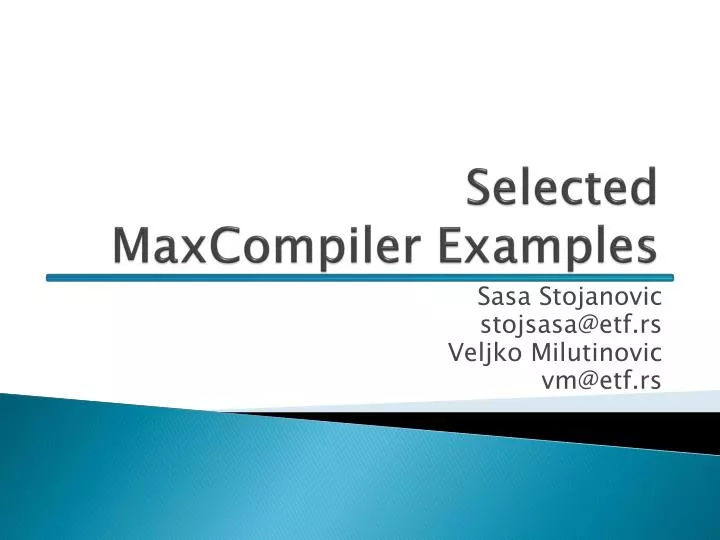 selected maxcompiler examples