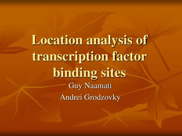 location analysis of transcription factor binding sites