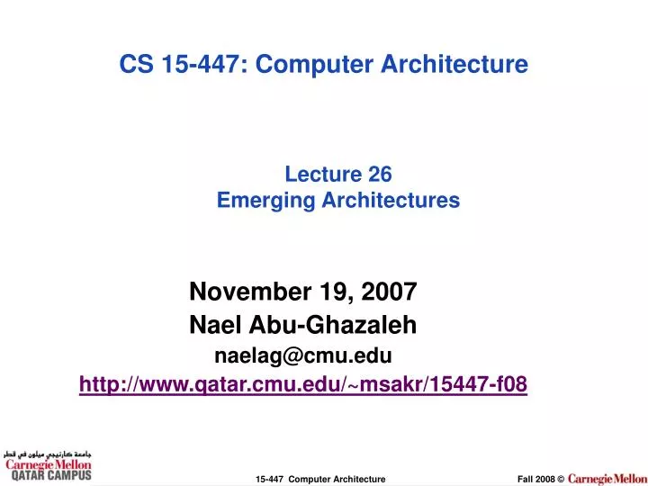 lecture 26 emerging architectures