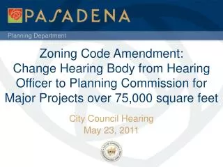 City Council Hearing May 23, 2011