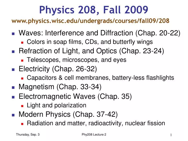 physics 208 fall 2009