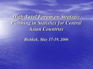1992-1997 - State Programme on Reforming Statistics in the Kyrgyz Republic