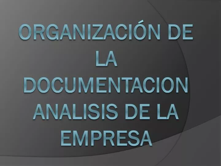 organizaci n de la documentacion analisis de la empresa