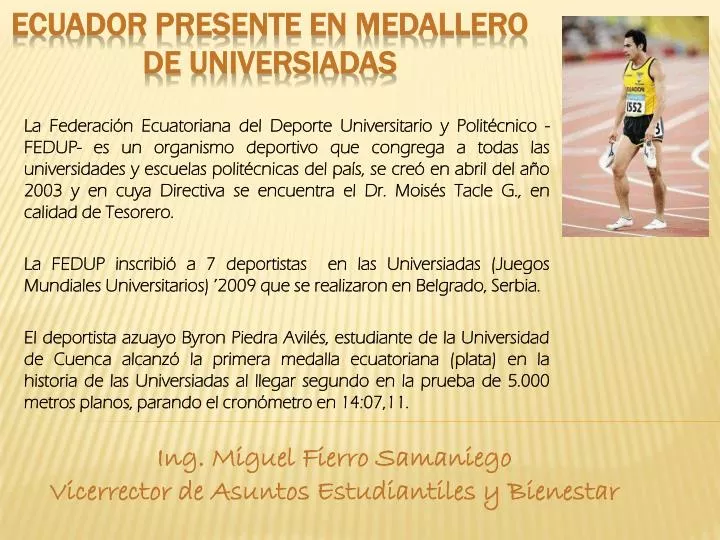 ecuador presente en medallero de universiadas