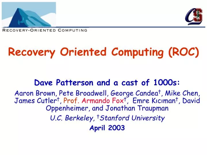 recovery oriented computing roc
