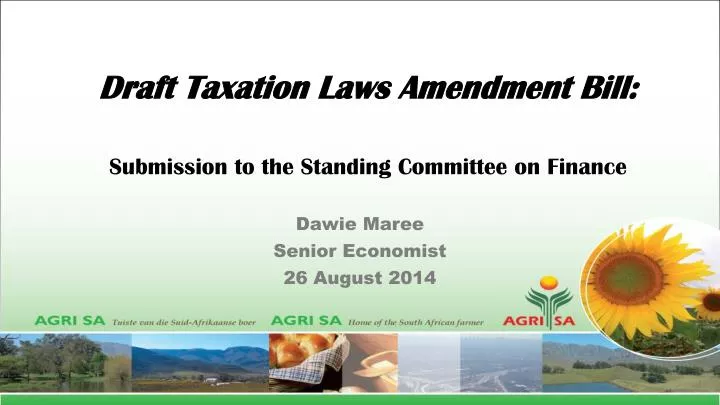 draft taxation laws amendment bill submission to the standing committee on finance