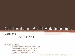 cost volume profit relationships