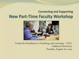 Connecting and Supporting New Part-Time Faculty Workshop