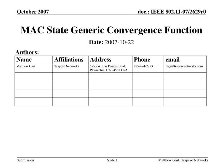 mac state generic convergence function
