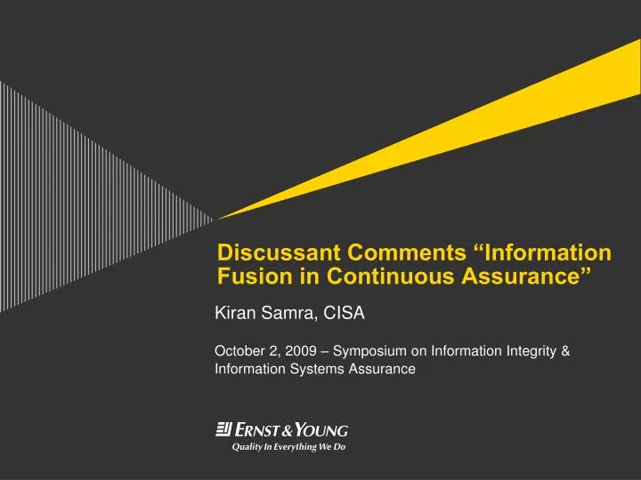 discussant comments information fusion in continuous assurance