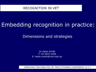 RECOGNITION IN VET