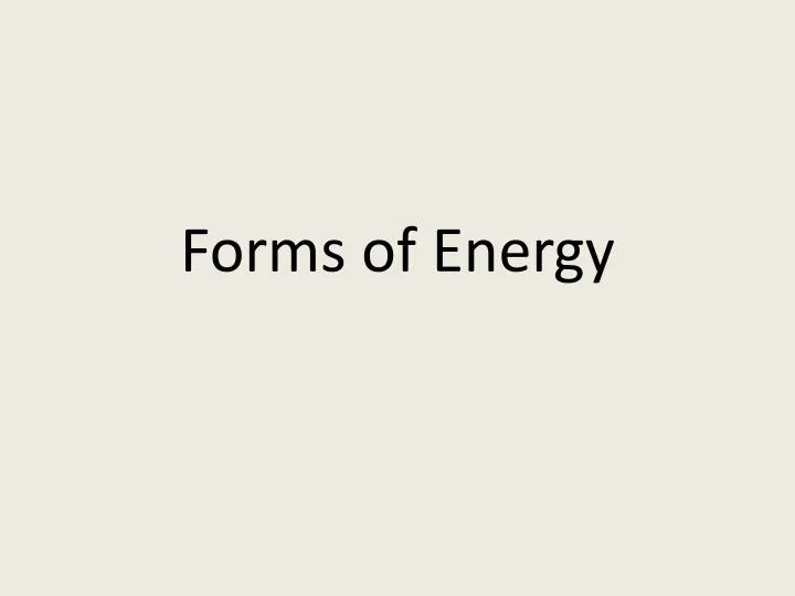 forms of energy