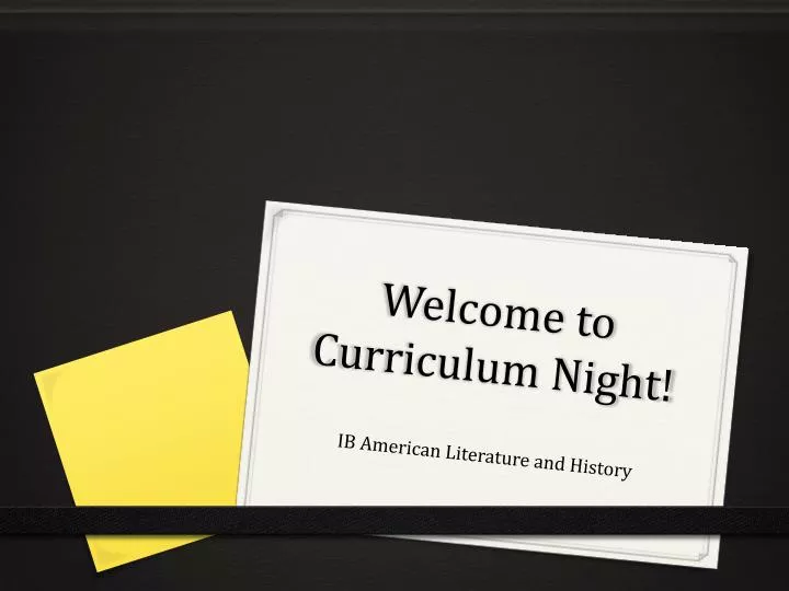 welcome to curriculum night